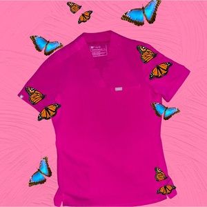 Figs Brand “Siaya” Scrub Top - Raspberry Sorbet